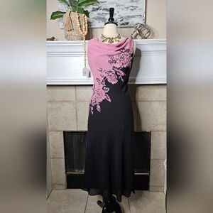 Studio I Black Maxi Dress with Pink Floral Bodice